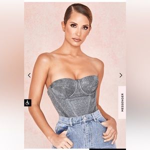 NWT HOUSE of CB DONATELLA SILVER SPARKLY CORSET BUSTIER